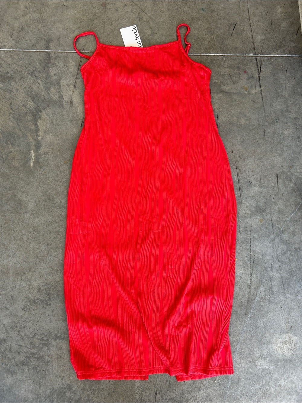 Vibrant Red Midi Slip Dress with Spaghetti Straps